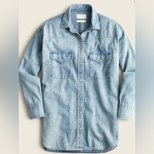 J. Crew JCrew Reimagined Western Button Down Chambray Blue Long Sleeve Pearl